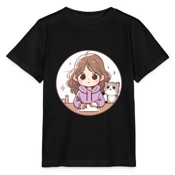 New Year Zero Fcks Girl Cat Design - Stanley/Stella MINI CREATOR Kids’ T-Shirt - black - Front - Mikhail (115cm)