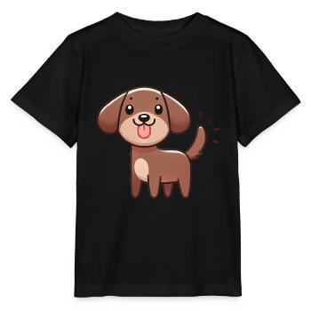 Glücklicher Cartoon-Hund mit wedelndem Schwanz - Stanley/Stella Kinder T-Shirt MINI CREATOR  - Schwarz - Vorne - Mikhail (115cm)