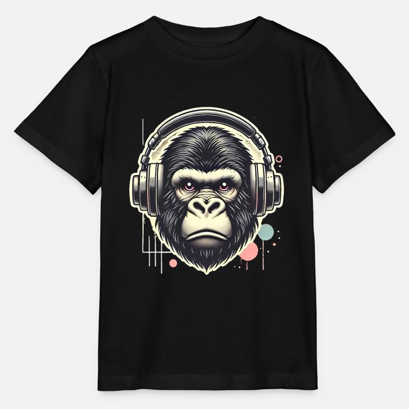 Gorille avec casque Splatter Art - T-shirt bio MINI CREATOR Stanley/Stella Enfant - noir