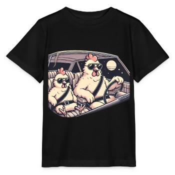 Cool poulets Road Trip Illustration - T-shirt bio MINI CREATOR Stanley/Stella Enfant - noir - Devant - Mikhail (115cm)