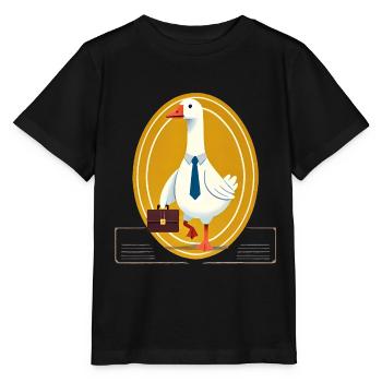 Ernsthafte Gans im Anzug mit Aktentasche - Stanley/Stella Kinder T-Shirt MINI CREATOR  - Schwarz - Vorne - Mikhail (115cm)