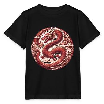 Vietnamesisches Neujahrs-Drachen-Abzeichen - Stanley/Stella Kinder T-Shirt MINI CREATOR  - Schwarz - Vorne - Mikhail (115cm)