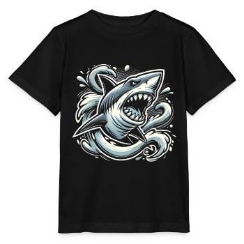 Nightmarish Shark in Dark Waters - Stanley/Stella MINI CREATOR Kids’ T-Shirt - black - Front - Mikhail (115cm)