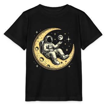 Astronaute froid sur le croissant de lune - T-shirt bio MINI CREATOR Stanley/Stella Enfant - noir - Devant - Mikhail (115cm)