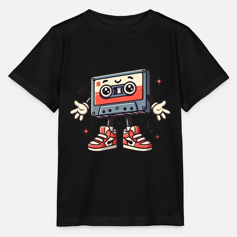 Cassette rétro Personnage de dessin animé - T-shirt bio MINI CREATOR Stanley/Stella Enfant - noir