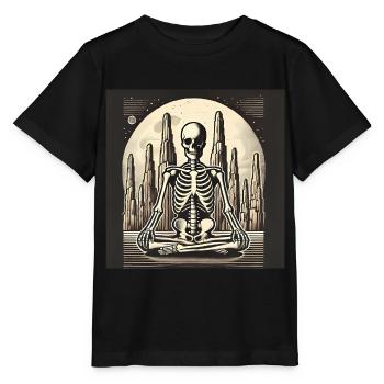 Illustration de squelette dans la solitude - T-shirt bio MINI CREATOR Stanley/Stella Enfant - noir - Devant - Mikhail (115cm)