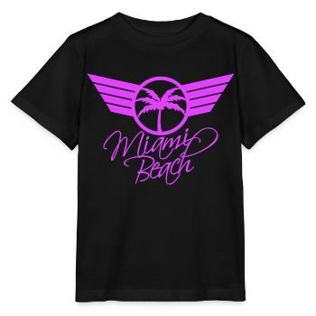 Miami Beach USA Palme Strand Sonne Amerika Reise - Stanley/Stella Kinder T-Shirt MINI CREATOR  - Schwarz - Vorne - Mikhail (115cm)