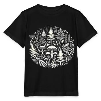 Illustration complexe de la nature de la forêt - T-shirt bio MINI CREATOR Stanley/Stella Enfant - noir - Devant - Mikhail (115cm)