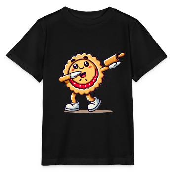 Dabbing Pie Cartoon mit Nudelholz - Stanley/Stella Kinder T-Shirt MINI CREATOR  - Schwarz - Vorne - Mikhail (115cm)