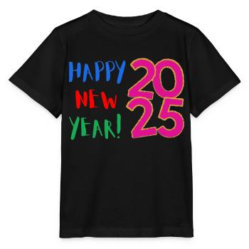 Bonne Année 2025 - T-shirt bio MINI CREATOR Stanley/Stella Enfant - noir - Devant - Mikhail (115cm)