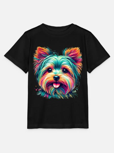 Buntes Yorkshire Terrier Porträt - Stanley/Stella Kinder T-Shirt MINI CREATOR  - Schwarz