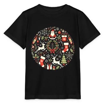 Festliches Weihnachtskreis-Design - Stanley/Stella Kinder T-Shirt MINI CREATOR  - Schwarz - Vorne - Mikhail (115cm)