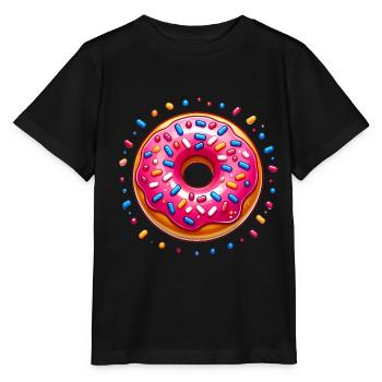 Pink Frosted Donut with Sprinkles - Stanley/Stella MINI CREATOR Kids’ T-Shirt - black - Front - Mikhail (115cm)