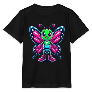 Personnage de papillon de dessin animé coloré - T-shirt bio MINI CREATOR Stanley/Stella Enfant - noir - Devant - Mikhail (115cm)