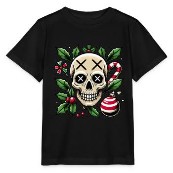 Crâne festif avec des éléments de Noël - T-shirt bio MINI CREATOR Stanley/Stella Enfant - noir - Devant - Mikhail (115cm)
