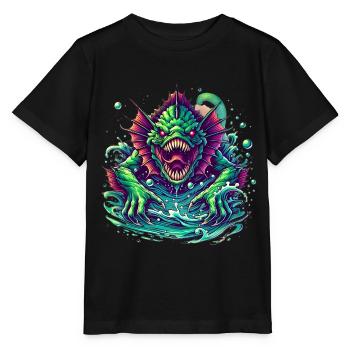 Monstre aquatique Horreur des profondeurs marines - T-shirt bio MINI CREATOR Stanley/Stella Enfant - noir - Devant - Mikhail (115cm)