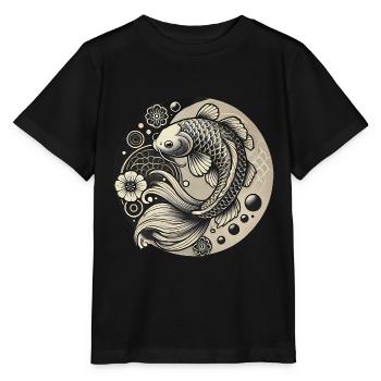 Koi Fish Harmony Design - T-shirt bio MINI CREATOR Stanley/Stella Enfant - noir - Devant - Mikhail (115cm)