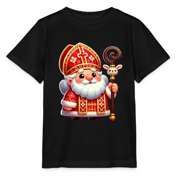 Conception de dessin animé festif de Saint-Nicolas - T-shirt bio MINI CREATOR Stanley/Stella Enfant - noir - Devant - Mikhail (115cm)