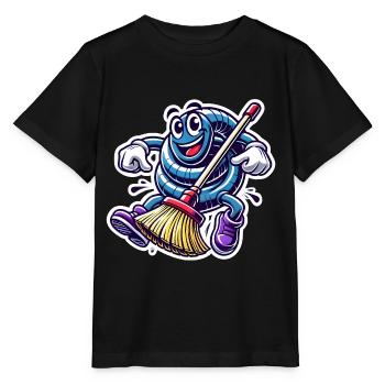 Funny Custodian Rubber Hose Cartoon - Stanley/Stella MINI CREATOR Kids’ T-Shirt - black - Front - Mikhail (115cm)