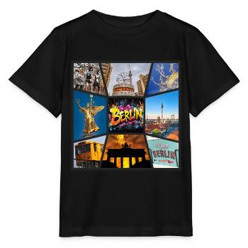 Berlin Skyline ville Allemagne Collage Graffiti - T-shirt bio MINI CREATOR Stanley/Stella Enfant - noir - Devant - Mikhail (115cm)