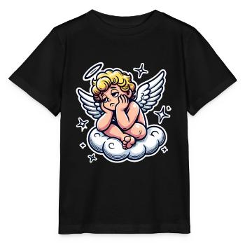 Lustiger Cherub auf Wolke Pop Art Design - Stanley/Stella Kinder T-Shirt MINI CREATOR  - Schwarz - Vorne - Mikhail (115cm)