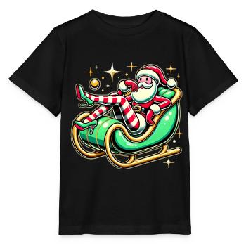 Sassy Santa Lounging on Sleigh - Stanley/Stella MINI CREATOR Kids’ T-Shirt - black - Front - Mikhail (115cm)