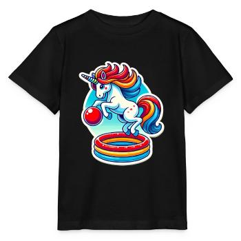 Colorful Unicorn Pool Bounce Fun - Stanley/Stella MINI CREATOR Kids’ T-Shirt - black - Front - Mikhail (115cm)