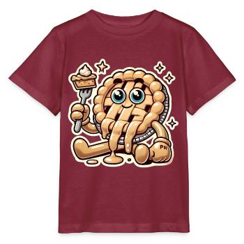 Lustiges existenzielles Kuchen-Cartoon-Design - Stanley/Stella Kinder T-Shirt MINI CREATOR  - Burgunderrot - Vorne - Kain (125cm)