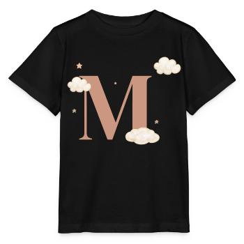 Buchstabe m bewölkt Sterne - Stanley/Stella Kinder T-Shirt MINI CREATOR  - Schwarz - Vorne - Mikhail (115cm)