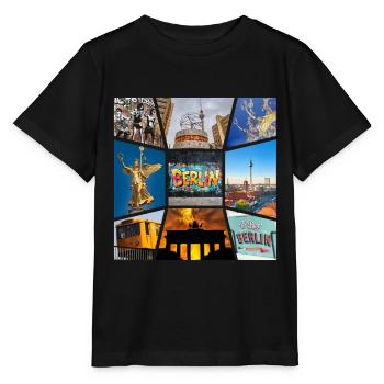 Berlin Skyline ville Allemagne Collage Graffiti - T-shirt bio MINI CREATOR Stanley/Stella Enfant - noir - Devant - Mikhail (115cm)