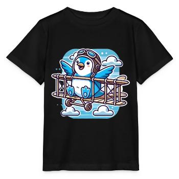 Lustiger fliegender Pinguin, glaube, schwebe - Stanley/Stella Kinder T-Shirt MINI CREATOR  - Schwarz - Vorne - Mikhail (115cm)