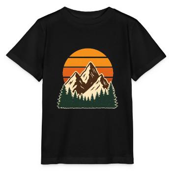 Retro Mountain Forest Adventure Scene - Stanley/Stella MINI CREATOR Kids’ T-Shirt - black - Front - Mikhail (115cm)
