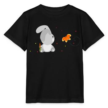Das Kaninchen und der Schmetterling - Stanley/Stella Kinder T-Shirt MINI CREATOR  - Schwarz - Vorne - Mikhail (115cm)