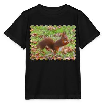 Ecureuil avec une noisette - T-shirt bio MINI CREATOR Stanley/Stella Enfant - noir - Devant - Mikhail (115cm)