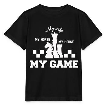 Schach Springer Dame Turm Spiel Geschenk - Stanley/Stella Kinder T-Shirt MINI CREATOR  - Schwarz - Vorne - Mikhail (115cm)