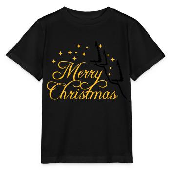 fir mountain fir tree stars night merry christma - Stanley/Stella MINI CREATOR Kids’ T-Shirt - black - Front - Mikhail (115cm)