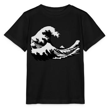 vague vue du mont Fuji print wave manga japon hoku - T-shirt bio MINI CREATOR Stanley/Stella Enfant - noir - Devant - Mikhail (115cm)