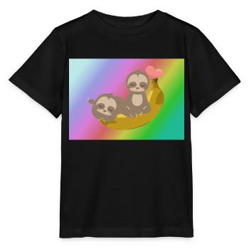 Chilling sloths. Lunch box, coasters, stickers - Stanley/Stella MINI CREATOR Kids’ T-Shirt - black - Front - Mikhail (115cm)