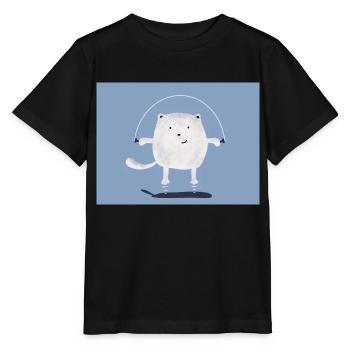 cat jumping rope - Stanley/Stella Kinder T-Shirt MINI CREATOR  - Schwarz - Vorne - Mikhail (115cm)