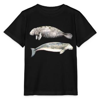 Sea cows: manatee and dugong - Stanley/Stella MINI CREATOR Kids’ T-Shirt - black - Front - Mikhail (115cm)