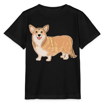 Stehender Corgi - Stanley/Stella Kinder T-Shirt MINI CREATOR  - Schwarz - Vorne - Mikhail (115cm)