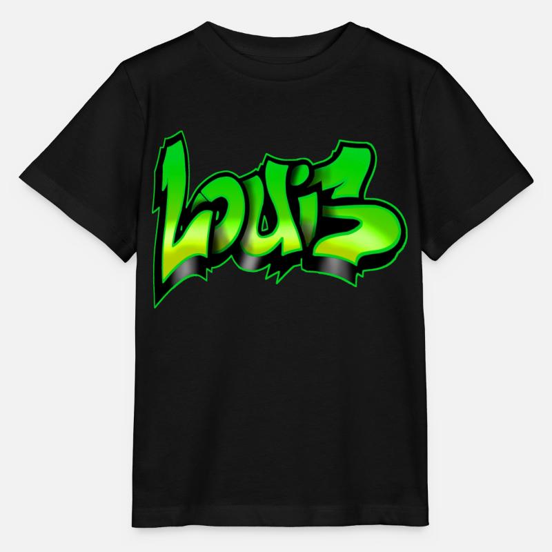 graffiti name prenom LOUIS VERT GREEN - T-shirt bio MINI CREATOR Stanley/Stella Enfant - noir