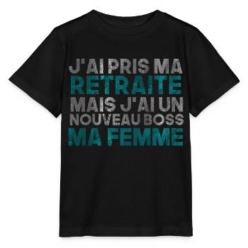 j'ai pris ma retraite - T-shirt bio MINI CREATOR Stanley/Stella Enfant - noir - Devant - Mikhail (115cm)