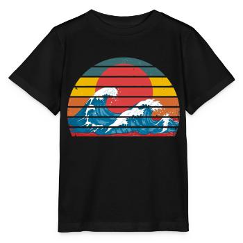La grande vague au large de Kanagawa retro - T-shirt bio MINI CREATOR Stanley/Stella Enfant - noir - Devant - Mikhail (115cm)
