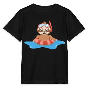 Sloth bathing - Stanley/Stella MINI CREATOR Kids’ T-Shirt - black - Front - Mikhail (115cm)
