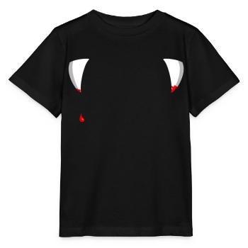 Halloween Vampirzähne T-Shirt Vampir Kostüm Party - Stanley/Stella Kinder T-Shirt MINI CREATOR  - Schwarz - Vorne - Mikhail (115cm)