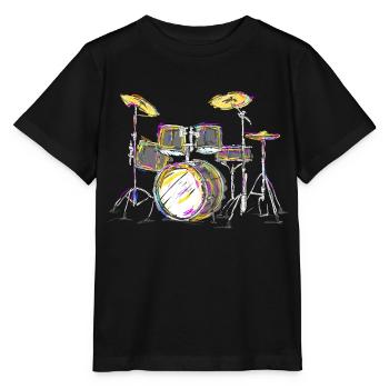 Batterie colorie cadeau batteur drums - T-shirt bio MINI CREATOR Stanley/Stella Enfant - noir - Devant - Mikhail (115cm)