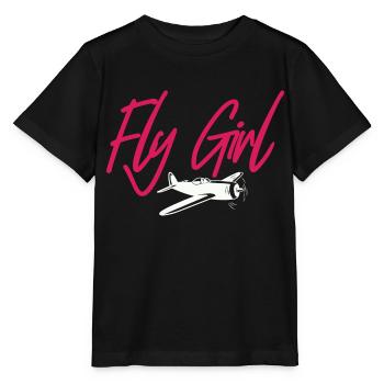 Pilote d’aviation Fly Girl - T-shirt bio MINI CREATOR Stanley/Stella Enfant - noir - Devant - Mikhail (115cm)