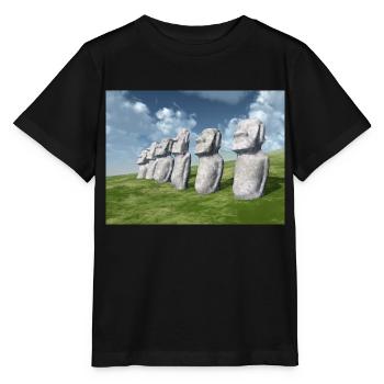 Moai Statuen auf der Osterinsel - Stanley/Stella Kinder T-Shirt MINI CREATOR  - Schwarz - Vorne - Mikhail (115cm)