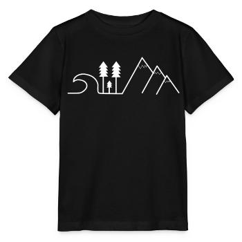 wave tree mountain - landscape white - Stanley/Stella Kinder T-Shirt MINI CREATOR  - Schwarz - Vorne - Mikhail (115cm)